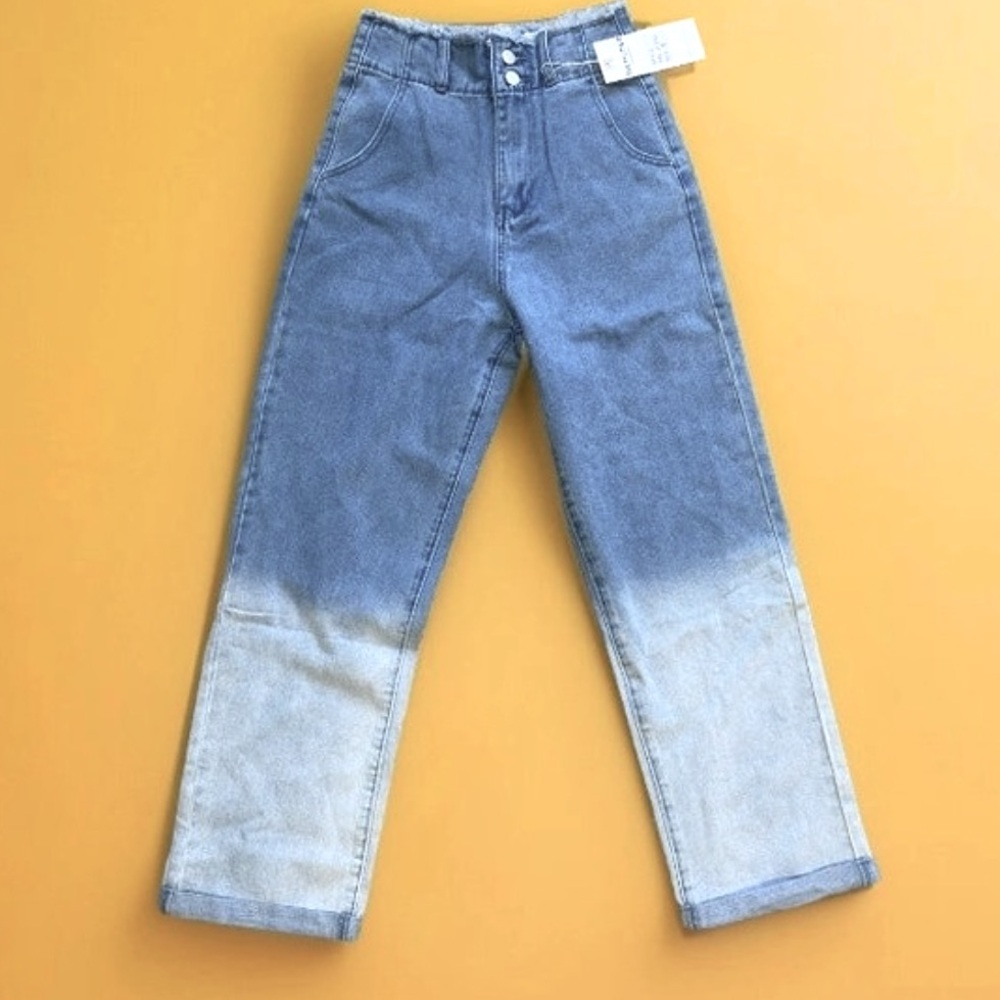 ShopEvelynne Blue and White Flare Jeans